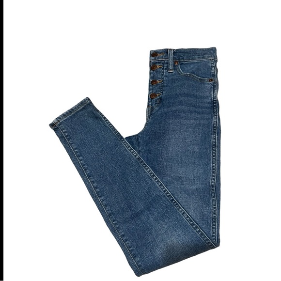 10" High-Rise Skinny Jeans in Mackey Wash: Button-Front Edition Size 25 - Picture 4 of 10